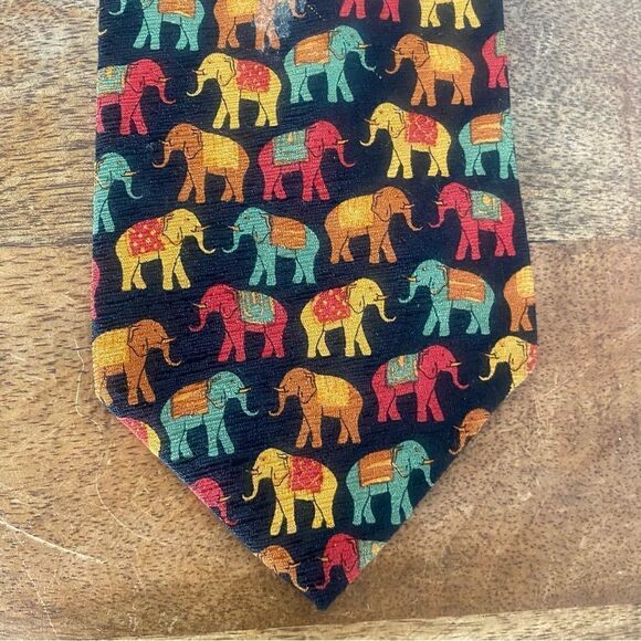 Paul Frederick bohemian elephant all silk neck tie - Picture 2 of 4